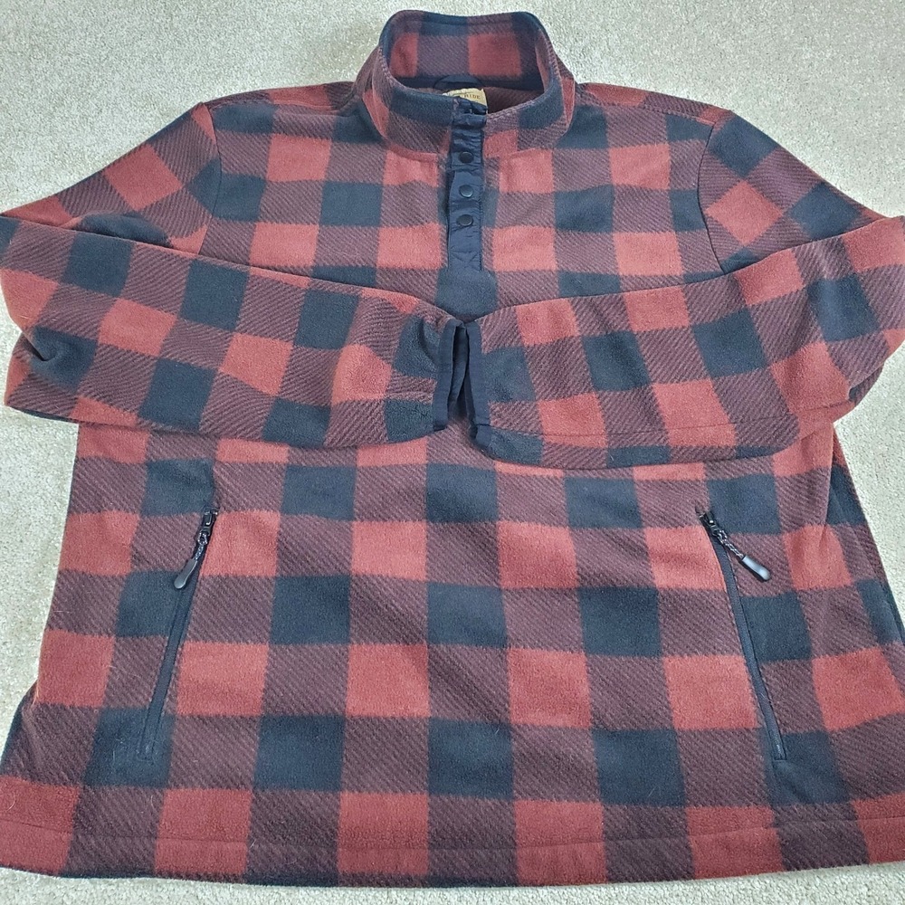 Telluride Clothing Co. Men's Fleece Pullover Red Black Size XXL Long Sleeve